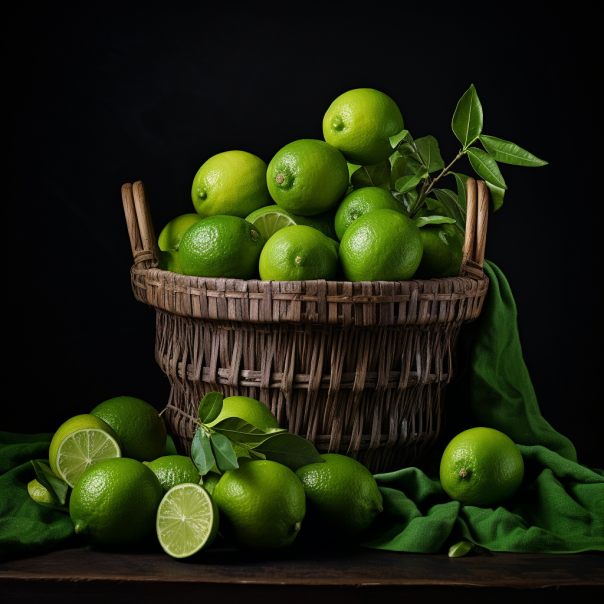 beautiful limes in basket